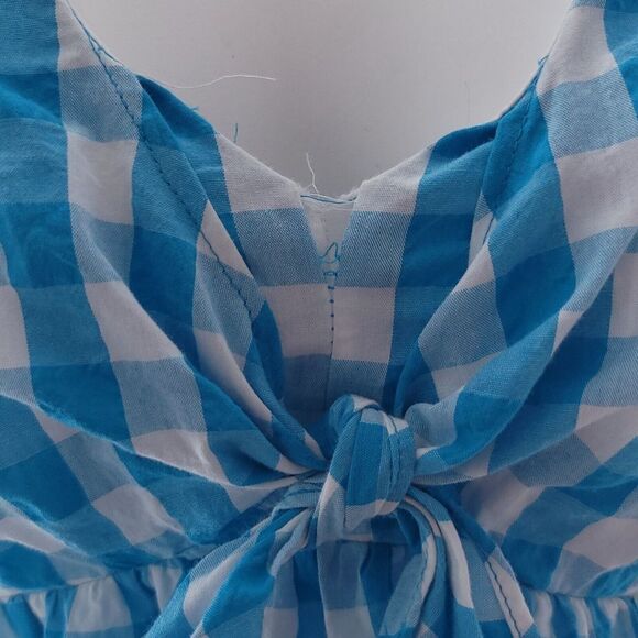 Lilly Pulitzer Sarafina Turquoise Oasis Crinkle Gingham Blouse Size 0 - Picture 8 of 11